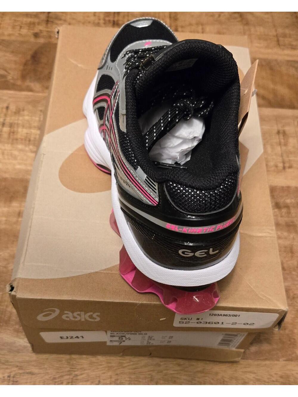 NEW ASIC Gel Kinetic Fluent Black Pink Glo Running Shoes, Size 7 Women / 5.5 men - Picture 13 of 15